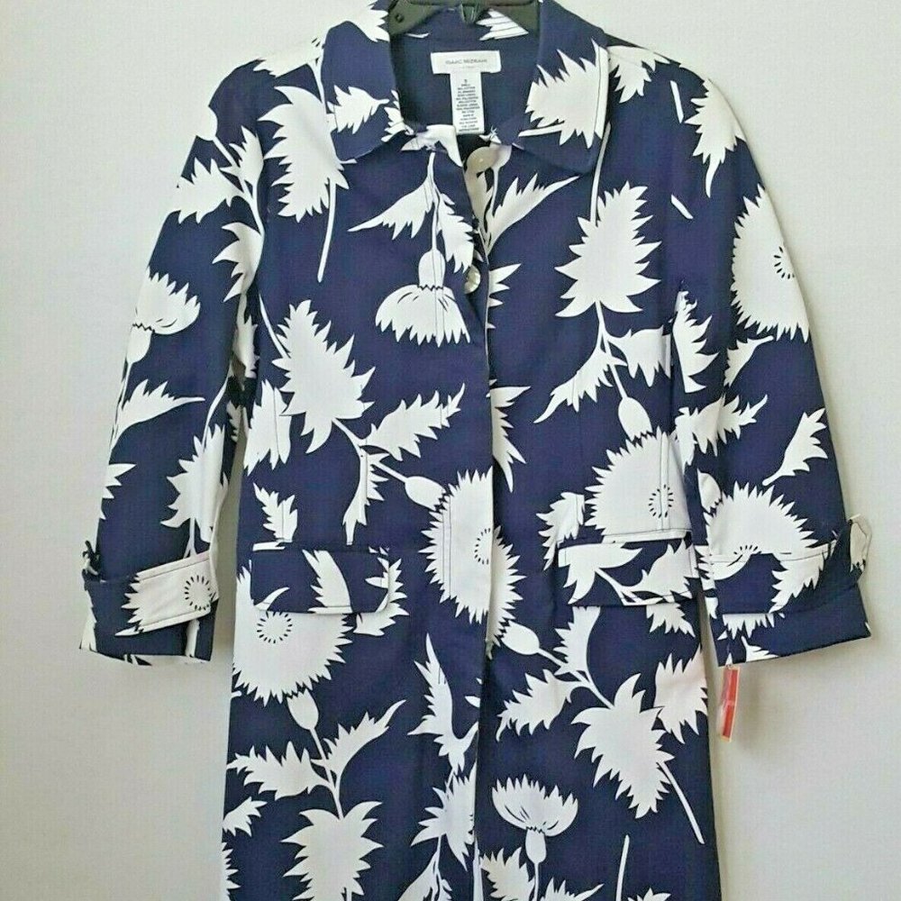 Issac Mizrahi for Target Dandelion Print Cotton Trench Coat Jacket Small NWT